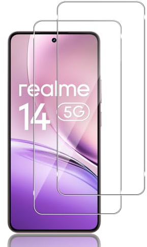 Locofun Protector de Pantalla para Realme 14 5G / Realme 14T / 14 T 2 Piezas Cristal Vidrio Templado, [Dureza 9H] HD Anti-Arañazos Película Protectora