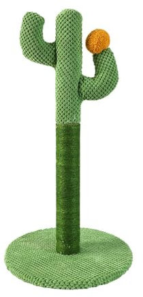 Kratzbaum, 60cm Hoch, Kratzsäule,Dicker Stamm, Katzenbaum, Kratzstamm für mittelgroße und große Katzen, Kaktus mit Extra Stabiler Bodenplatte Kratzpads für Katzen (Grün, 60cm)
