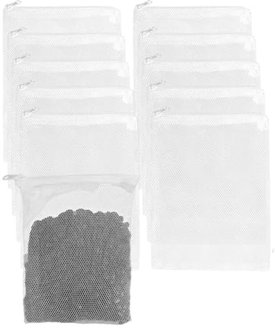 KEMUZ 10 Pezzi Sacchetti Filtro Per Acquario- Sacchetto Filtro A Rete Ad Alta Portata A Rete Fine Sacchetti Riutilizzabili Con Cerniera, Carbonio Pelletizzato -Mesh Foro 1 Mm (Nero)