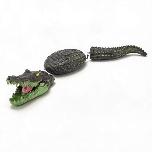 3-Segment Schwimmende Krokodil-Attrappe, Realistische Kunststoff-Krokodil-Deko für Teich, Pool & Garten, Vogelscheuche & Schutz vor Tieren, Wetterfest & Einfach zu Reinigen