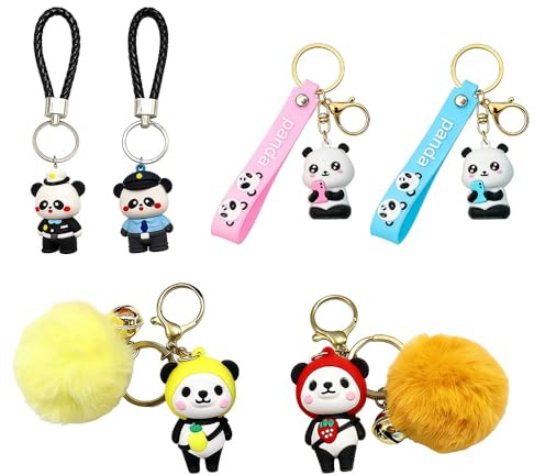 TONGIHS 6 Pièces Porte-clés,Porte-clés Panda,Mousqueton Porte-Clé Anti-Rouille, Accessoire pour Clés de Voiture, Sacs à Dos, Clés, Sacs à Main (Longueur : 20cm)