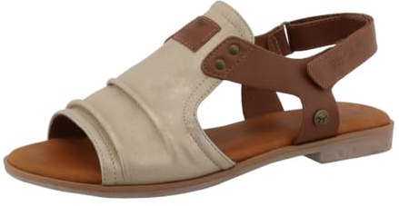 MUSTANG Damen Klassische Sandalen, Frauen Sandalen,bequem,Sommerschuhe,Freizeitschuhe,offene Schuhe,Strandschuhe,Cremefarben,42 EU