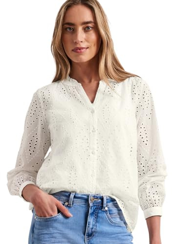 Street One Bluse mit Split Neck und Shiffley-Muster