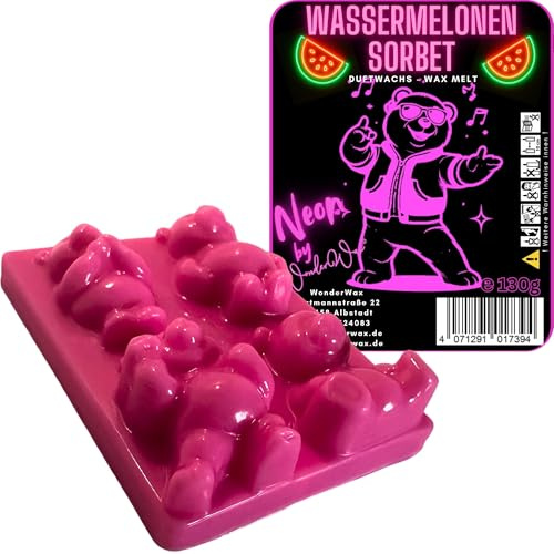 WonderWax Neon Duftriegel 6 x Duftwachs Bären Wachsmelt Duftwachs Raumduft für Duftlampen Soja Wachs Melts Duftmelt Aroma Wellnes Kerzen Wärmer Wax Tarts Wassermelonensorbet