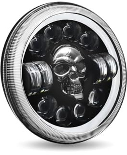 SRGAMRQ Motorrad Halogenscheinwerfer Runder LED-Scheinwerfer, Drehänderungen, Motorradscheinwerfer, passend für Harley, passend für Davidson, passend für Jeep, passend für Wrangler