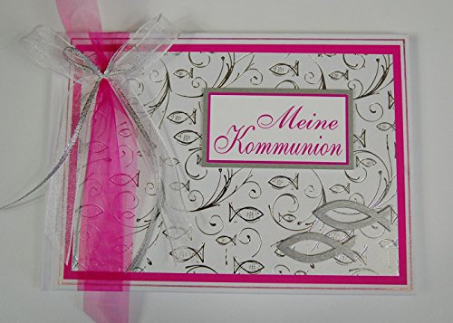 Gästebuch zur Kommunion Fische - pink Din A5 quer *HANDMADE*