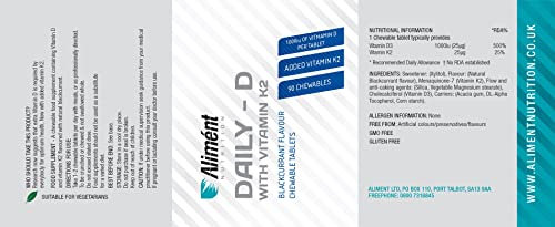 Alimént Daily-D Vitamin D Tablets 1000iu (90 chewable Tablets)