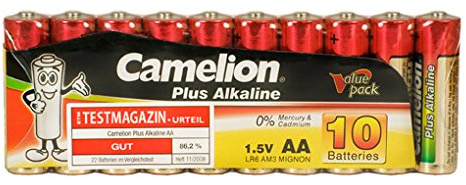 CAMELION Alkaline Batterien LR06/AA 1,5 V, Beutel mit 10 Batterien, 2 Stück