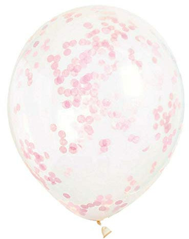 Unique Party 58117 - Palloncini di Coriandoli - 30 cm - Rosa Confetto - Confezione da 6