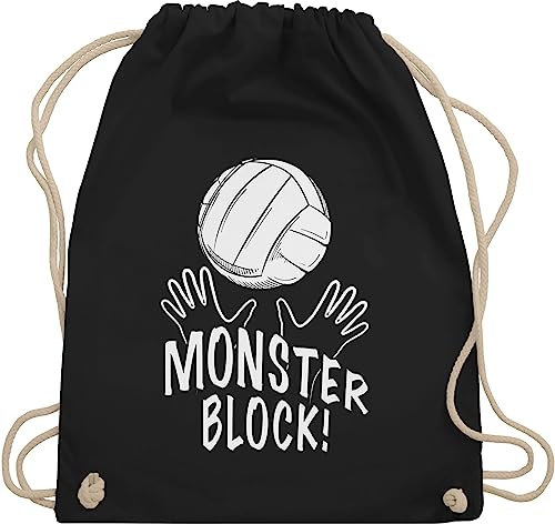 Turnbeutel Rucksack - Volleyball Geschenke Zubehör - Monsterblock! - Unisize - Schwarz - für volleyballer volleyballtasche vollyball geschenk block juterucksack spielerin volleyball-turnbeutel