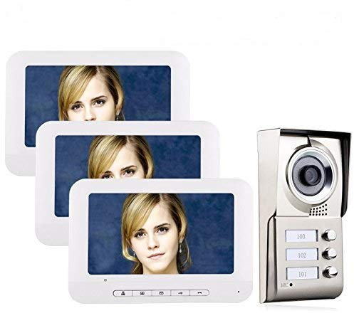 TQ 7inch LCD 3 Appartamenti videocitofono Telefono Sistema Intercom IR-Cut HD 1000TVL Fotocamera Campanello Fotocamera con 3 Pulsante 3 Monitor Impermeabile