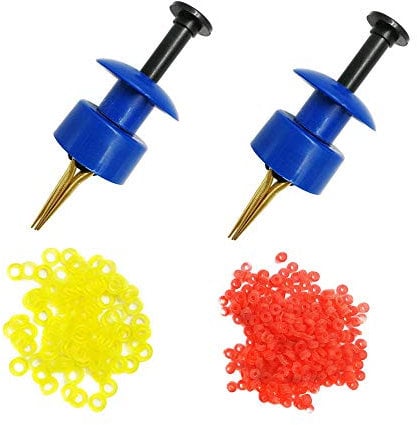 2X Pellet Bander Tool Micro Bait Bands Banding Match Coarse Fishing Terminal Tackle Set w/ 600 Bands (Blue)