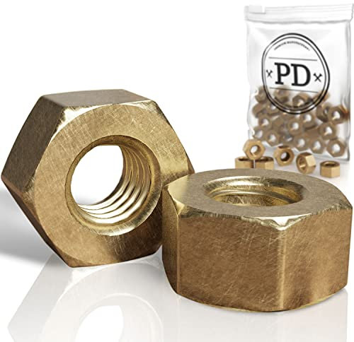 PD® Messing Muttern M8 (DIN 934 / ISO 4032) | Hochwertige Sechskantmuttern aus Messing | Hex Nut Messingmutter für Schrauben, Gewindebolzen & Gewindestangen | 5 Stück