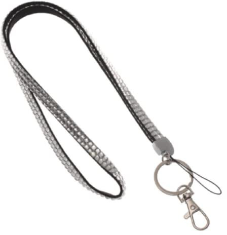 Waizmann.IDeaS 1x WEISS Schlüsselband Umhängeband Lanyard 10mm Karabinerhaken Ausweise Autoschlüssel Zugangskarten Strass Steine Bling Rhinestone