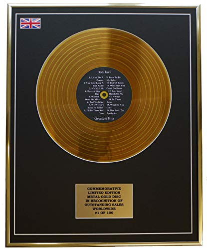 Bon Jovi Metall-Schallplatten-Display mit den besten Hits, goldfarben
