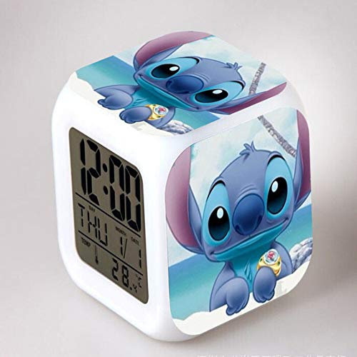 ShiyueNB Stitch Cartoon Enfants Réveil Numérique Jouet LED Horloge Désespérée Lumière