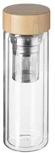 Secret de Gourmet - Théière nomade Double Paroi en Verre et Bambou H 23 cm contenance 40 cl
