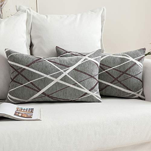 MIULEE Kissenbezug 30x50 cm Weicher Chenille Sofakissen Bezug mit Modernem Design Perfektes Dekokissen für Wohnzimmer