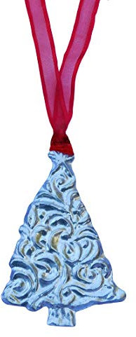 William Sturt Christbaumschmuck auf Organzaband (rot, grün, blau oder lila) handgefertigt aus feinem Zinn