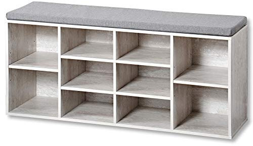 Kesper Schuhschrank mit Sitzkissen, Material: Faserplatte, Maße: B103,5 x H48 cm x L29,5 cm, Farbe: Grau 15931 13