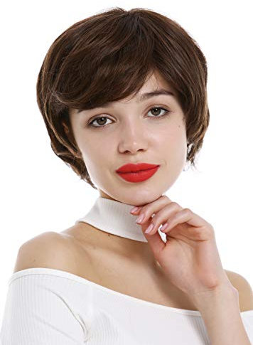 WIG ME UP - YZF-4015-4/30 Perücke Damen kurz Kurzhaarfrisur Pixie Cut fransig voluminös Kastanie Braun Mix