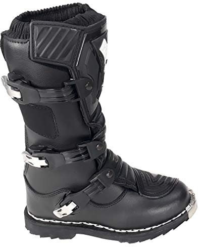 WinNet STIVALI DA BAMBINO RAGAZZO PER MOTO DA CROSS FUORI STRADA ENDURO (NERO, numeric_33)