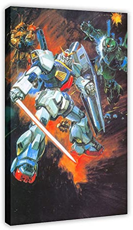 Anime-Poster Mobile Suit Z Gundam 40, Leinwand-Poster, Wandkunst, Dekordruck, Gemälde für Wohnzimmer, Schlafzimmer, Dekoration, 60 x 90 cm, Rahmen: