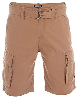 riverso Herren Cargo Shorts RIVJoel Kurze Hose Regular Fit Bermuda Sommer Short Gürtel 100% Baumwolle Beige w30, Größe:W 30, Farbe:Beige (20000)