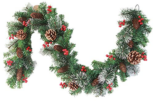 Donken Weihnachtsgirlande mit Beleuchtung Tannengirlande Künstlich Weihnachtsdeko 50 LED Weihnachten Girlande Tanne Grün Dekogirlande für Treppen Kamine