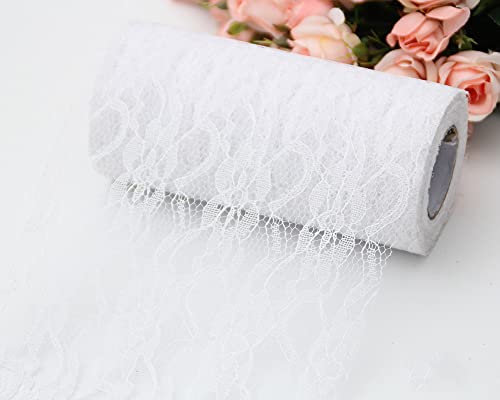 Spitze Tischläufer Tischband Tischdecke Küche Esstisch Dekoration Tischdeko für Hochzeit Geburtstage Tischdekoration Kommunion Weihnachten Herbst Braut & Baby Dusche Tabletop Dekor,Weiß 15cmx22m