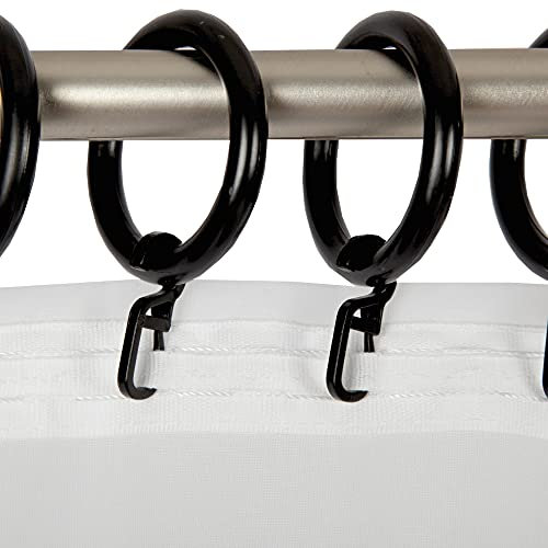 Bestlivings Gardinenringe (Ø40mm) mit Faltenleghaken im 10er Pack, ideal für Gardinenstangen bis Ø28mm (Schwarz), für Vorhänge und Gardinen - Ringe mit Faltenhaken