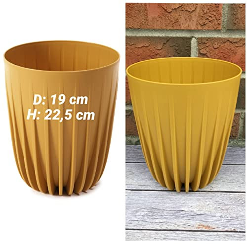 Blumentopf Rund Übertopf sehr DEKORATIV Struktur Größe M/DxH: 19 x 22,5 cm Gelb