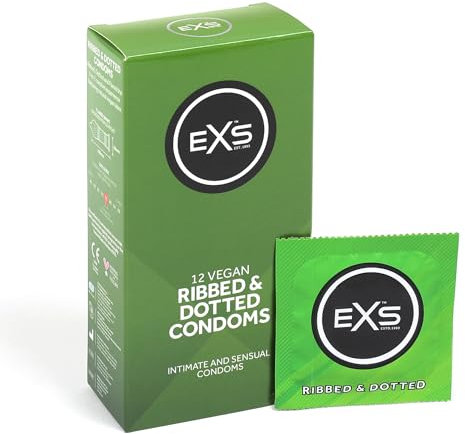 EXS | Strukturierte Kondome | Mit Naturlatex und Silikon-Gleitgel | Gerippt & genoppt | Vegan | 12er-Pack