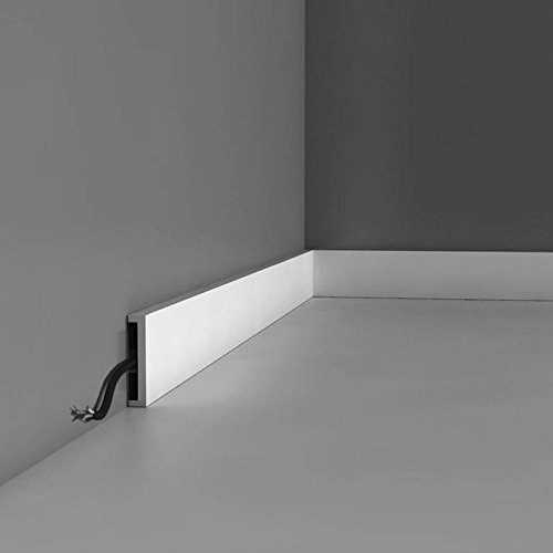 Porte Italiane, Zoccolino Battiscopa Passacavi in HDF, Resistente all'Acqua, Ideale per Pavimenti in Laminato, Ceramica e Resina, Prezzo/Quantità al Metro Lineare, Misura 12x90 mm, Bianco
