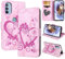 CASAFUNY Case for Motorola Moto G31 / Moto G41, Premium Leather Wallet Case Magnetic Flip Phone Case Shockproof Cover with Card Holder Kickstand for Motorola Moto G31 / Moto G41, Pink