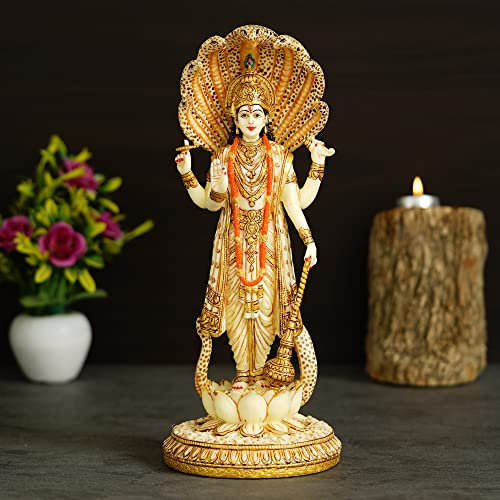 Stehende Vishnu-Idol-Statue für Pooja-Zimmer – Lord Vishnu Gott Venkateshwara NarDayan Avatar Spirituelles Schaustück Figur für Vishnu Murti