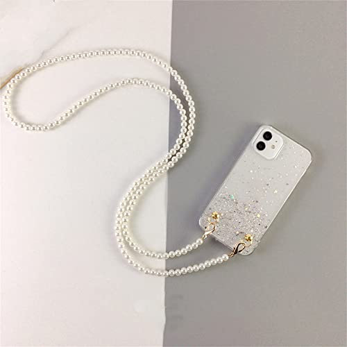JWXNO Crossbody Lanyard Necklace Pearl Bracelets chain Star glitter Phone case for iphone 11 12 13 Pro Max mini XR X XS 6 7 8 plus,A,For iphone 12pro max