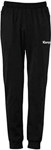 Kempa Lite Herren Jungen Trainingshose Jogginghose Sporthose lang - leicht und elastisch mit Reißverschlusstaschen, Schwarz/Weiß, 152