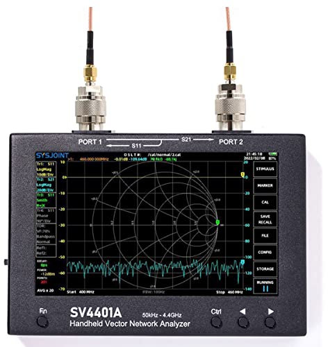 VNA Vektor Netzwerkanalysator Kits SV4401A, 100 dB Dynamic 50KHz-4.4GHz Antennenanalysator, 7 inch LCD Digital Display Touchscreen Analysator, decken MF/LF//HF/VHF/UHF-Bänder ab, mit 8 GB Speicher