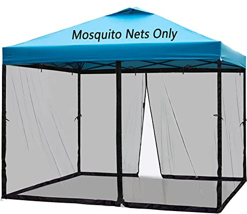 25,4 x 25,4 cm Moskitonetz für Terrasse, Camping, Pop-Up-Baldachin, Zelt, Doppeltür, Seitenwand, einfache Installation, schwarz (nur Moskitonetz ohne Rahmen) (eingebettet 10 x 10)