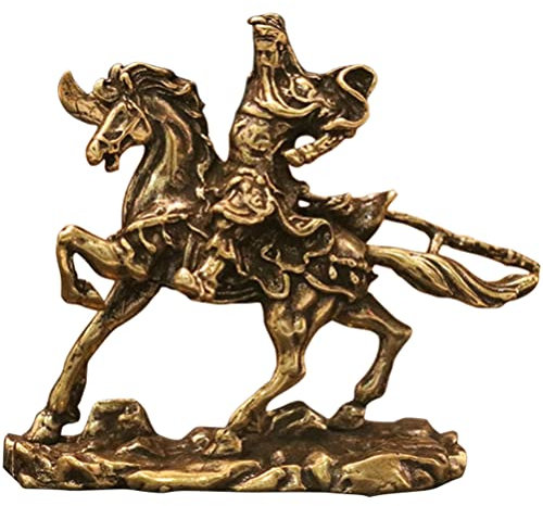 Operitacx Chinesische Fengshui Guan Yu Statue Reiten Guan Gong Guan Chang Kwan Kung Kuan Gong Statue Gott des Reichtums Figuren Home Office Dekoration Glückliche