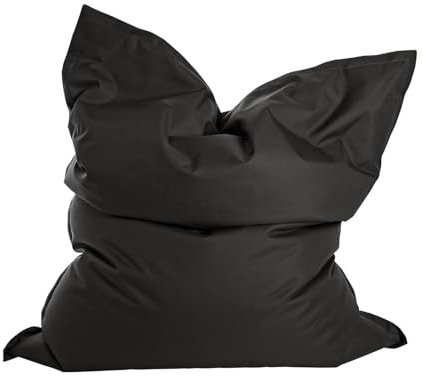 mokebo Sitzsack Outdoor XXL für Kinder & Erwachsene 'Der Große', Bean Bag, Sitzkissen, Liegekissen oder Riesen-Sitzsack mit Füllung, Bodenkissen groß für Balkon & Terasse, 130x170cm, Schwarz