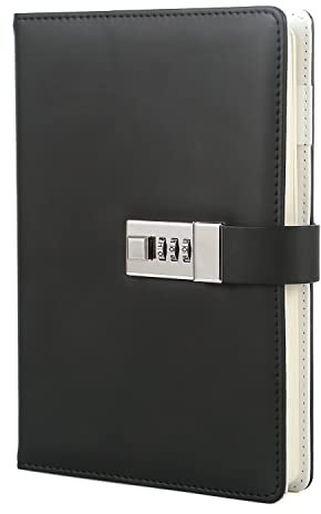 Dzhzal Tagebuch mit Schloss für Damen, Mädchen, Teenager, Kinder, Kunstleder, persönliches Tagebuch, Nachfüllbar, Liniertes Papier, Passwort-Notizbücher A5