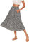 Parabler Rock Damen Lang Hohe Taille Chiffon Röcke Elegant Maxirock A-Linie Midi Freizeitrock Einfarbig Rock mit Taschen Weiße Blume S