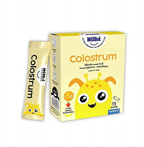 ForMeds - Hilki Colostrum - Rinderkolostrum - Nahrungsergänzungsmittel für Kinder - 15 Säckchen - Geschmack: Banane-Erdbeere