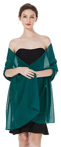 BEAUTELICATE Scialle Stola Donna Elegante Chiffon Coprispalle Sciarpa Estivo per Cerimonia Matrimonio Sposa Festa (Teal Blue - Plus Size, Taglia unica)