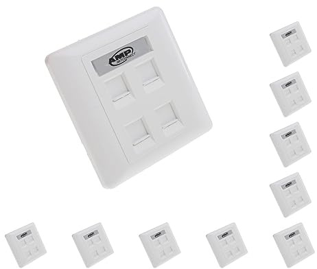 Lot de 10 prises murales quadruple données 4 ports RJ45/RJ11 Ethernet prise réseau