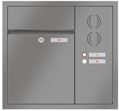 RENZ/Plan/Unterputz-Briefkastenanlage Einbau-Briefkasten/RAL-Farbe 9007 Volumen 21 L/Sprechsieb rechts/Dein-Briefkasten.de