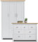 Blisswood Bedroom Set With 3 Door Wardrobe & 4+3 Drawer Chest of Drawer With Stainless Steel Cup Handle Modern Bedroom Set for 2 Piece Storage Furniture (White & Oak)