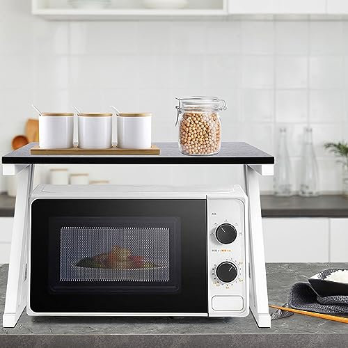 HUOLE Scaffale per Forno a Microonde, Vernice in Ferro Inossidabile + Truciolato Ecologico, Tostapane Scaffale Forniture da Cucina della Griglia del Forno Salvaspazio-57 * 38 * 38 cm Z